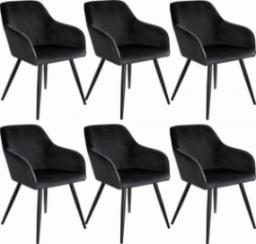  Tectake 6x Krzesło Marilyn, aksamit - czarny