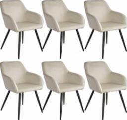  Tectake 6x Krzesło Marilyn, aksamit - kremowy/czarny