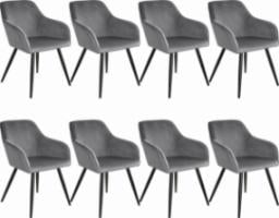  Tectake 8x Krzesło Marilyn, aksamit - szaro-czarne