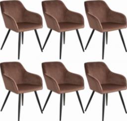  Tectake 6x Krzesło Marilyn, aksamit - brązowo-czarne