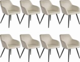  Tectake 8x Krzesło Marilyn, aksamit - kremowy/czarny
