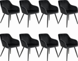  Tectake 8x Krzesło Marilyn, aksamit - czarny