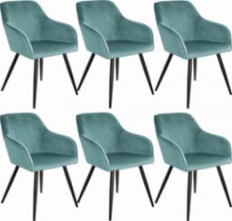  Tectake 6x Krzesło Marilyn, aksamit - turkusowy/czarny