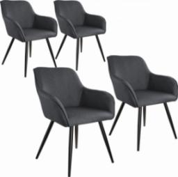  Tectake 4x Krzesło Marilyn w optyce lnu czarny - ciemnoszaro-czarne