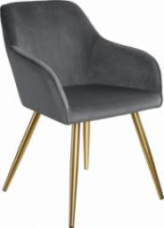  Tectake krzesło Marilyn, aksamit złoty - ciemnoszary/złoty