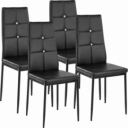  Tectake Zestaw 4 stylowych krzeseł - czarny