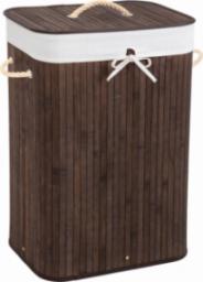 Kosz na pranie Tectake Bambusowy kosz na bieliznę z workiem - brązowy, 72 L