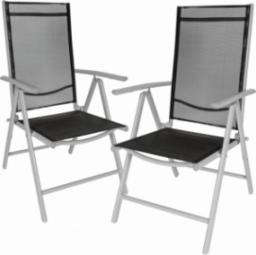  Tectake 2 x Krzesło ogrodowe składane - czarny/srebrny