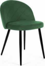  Fabryka Mebli Akord Welurowe krzesło tapicerowane pikowane SJ.077 Butelkowa Zieleń