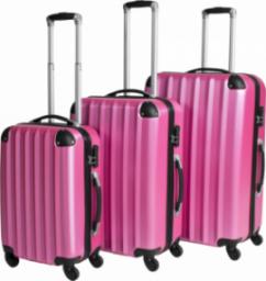  Tectake Zestaw walizek 3 częściowy - pink
