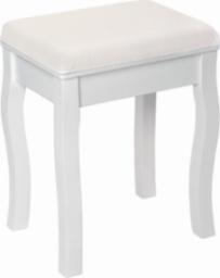  Tectake Stołek, krzesło do toaletki wzór róży - biały