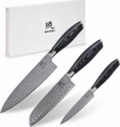 Shiori Shiori 3-Set Kuro Mur + Santoku + Sifu - zestaw trzech noży ze stali damasceńskiej