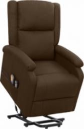  vidaXL Masujący fotel podnoszony, rozkładany, ciemnobrązowy, tkanina