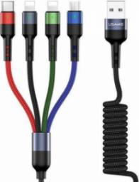 Kabel USB Usams Thunderbolt - USB-C + microUSB + Lightning 1.5 m Czarny (6958444968186)