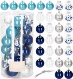  Springos Bombki choinkowe przeźroczyste 30 szt. niebieski 6cm zestaw choinkowy UNIWERSALNY