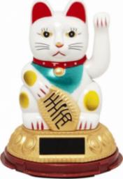  Emro Aziatica Kot szczęścia Maneki-neko na baterię słoneczną, biały 12cm