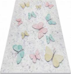  Dywany Łuszczów Dywan do prania BAMBINO 1610 Motyle, dla dzieci, antypoślizgowy - krem, 140x190 cm