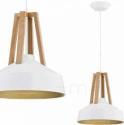 Lampa wisząca KET LAMPA wisząca KET181 skandynawska OPRAWA metalowy ZWIS ekologiczny drewno biały
