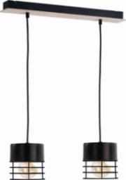 Lampa wisząca KET Loftowa LAMPA wisząca KET841 druciana OPRAWA metalowy zwis czarne drewno