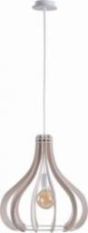Lampa wisząca KET Skandynawska LAMPA wisząca KET602 ekologiczna OPRAWA drewniany ZWIS klatka biała