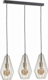 Lampa wisząca KET Industrialna LAMPA wisząca KET549 metalowa OPRAWA druciany ZWIS na listwie klatki złote czarne