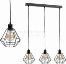 Lampa wisząca KET Industrialna LAMPA wisząca KET452 metalowa OPRAWA loftowy ZWIS druciany czarny