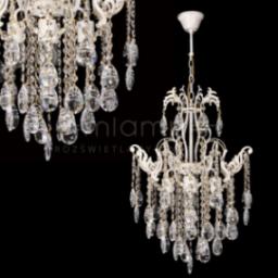 Lampa wisząca VEN Żyrandol LAMPA wisząca VEN E 1305/4 szklana OPRAWA glamour ZWIS z kryształami crystal biały przezroczysty