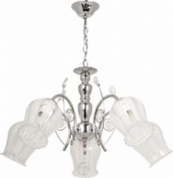 Lampa wisząca VEN Żyrandol LAMPA wisząca VEN W-K 1466/5 klasyczna OPRAWA na łańcuchu ZWIS z kryształkami chrom przezroczysty