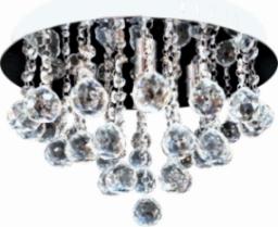 Lampa sufitowa VEN Plafon LAMPA kryształowa VEN P-E 1437/4-40 okrągła OPRAWA sufitowa glamour crystals chrom przezroczysta