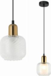 Lampa wisząca Italux Loftowa LAMPA wisząca LAMEZIA PND-67594-1-BRO+CL Italux szklany zwis do sypialni mosiądz