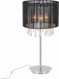 Lampa stołowa Italux Stołowa LAMPA abażurowa ESSENCE MTM9262/3 Italux nocna LAMPKA stojąca glamour kryształki crystal mgła organza czarna
