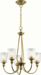 Lampa wisząca Kichler Wisząca LAMPA retro KL-WAVERLY5-NBR Elstead KICHLER szklana OPRAWA żyrandol na łańcuchu ZWIS vintage mosiądz przezroczysty