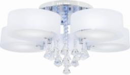 Lampa sufitowa Mdeco LAMPA sufitowa ELMDRS8006/5 8C MDECO metalowa OPRAWA z pilotem crystal glamour chrom biała