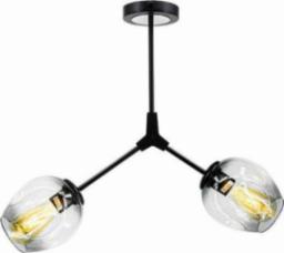 Lampa wisząca Mdeco Modernistyczna LAMPA sufitowa ELM1962/2 BLACK-TR MDECO szklana OPRAWA regulowana chemistry czarna przezroczysta