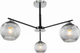 Lampa wisząca Mdeco Loftowa LAMPA sufitowa ELM1859/3 8C BL MDECO szklana OPRAWA modernistyczna chrom czarna