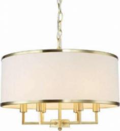 Lampa wisząca Orlicki Design LAMPA abażurowa Casa Old Gold M Orlicki Design wisząca OPRAWA okrągły ZWIS klasyczny na łańcuchu kremowy złoty