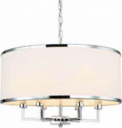 Lampa wisząca Orlicki Design Okrągła LAMPA wisząca Casa Cromo M klasyczna OPRAWA abażurowy ZWIS na łańcuchu kremowy chrom