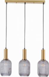 Lampa wisząca Polux Wisząca LAMPA loftowa SUFFOLK 318862 Polux plisowane tuby ZWIS szklany na listwie przydymiony