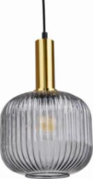 Lampa wisząca Polux Loftowa LAMPA wisząca CUMBRIA 317179 Polux kulisty ZWIS plisowany szklany nad stół przydymiony