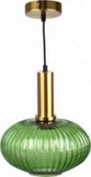 Lampa wisząca Polux Plisowana LAMPA wisząca NORFOLK 314314 Polux szklany ZWIS do salonu loftowy zielony