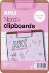  Apli Clipboard APLI Nordik, deska A5, drewniana, z metalowym klipsem, pastelowy różowy