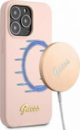  Guess Guess GUHMP13XLSLMGLP iPhone 13 Pro Max 6,7" jasnoróżowy/light pink hardcase Silicone Script Gold Logo Magsafe