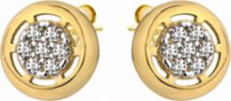  2 Kolory Złote kolczyki 585 okrągłe z cyrkonią na sztyft