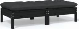  vidaXL 2-osobowa sofa ogrodowa z poduszkami, czarna, drewno sosnowe