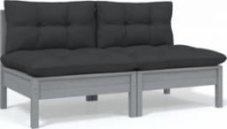  vidaXL 2-osobowa sofa ogrodowa z poduszkami, szara, drewno sosnowe
