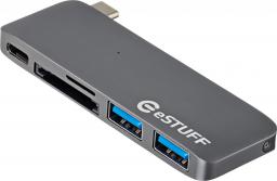 HUB USB eStuff 1x SD 1x microSD  + 3x USB-A  (ES84121-GREY)