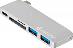 HUB USB eStuff 1x SD 1x microSD  + 3x USB-A  (ES84121-SILVER)