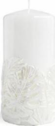  Affek Design Świeca MONSTERA NEW walec średni 8x16cm parafinowa biała