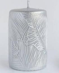  Affek Design Świeca TIVANO walec duży 7x17,5cm parafinowa srebrna