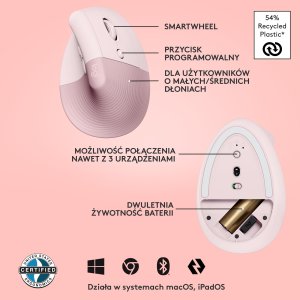 Mysz Logitech Lift Rose (910-006478) + Ergo K860 (920-010108) 11